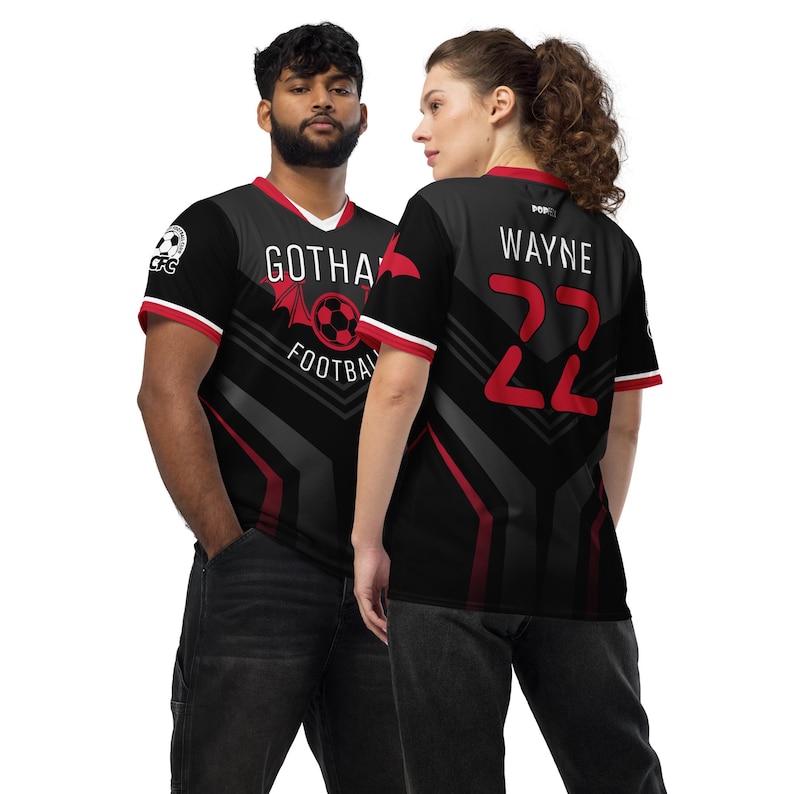 Bruce Wayne #22 Gotham Bats Football Club Recycled Unisex Sports Jersey