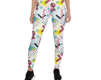Women&#39;s Retro 80&#39;s Eighties Party Pattern Pop Felix Designer Pants Leggings