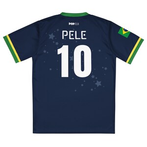 Reimagined Navy Brazil Team Pele #10 Brasil PopFelix Historical Designer Unisex Sports Jersey