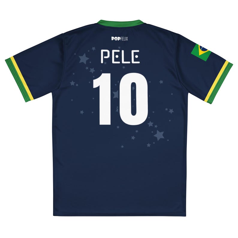 Reimagined Navy Brazil Team Pele #10 Brasil PopFelix Historical Designer Unisex Sports Jersey