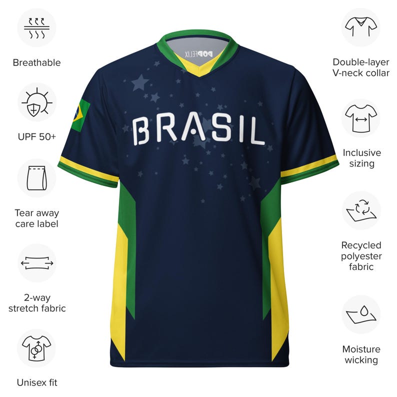 Reimagined Navy Brazil Team Pele #10 Brasil PopFelix Historical Designer Unisex Sports Jersey