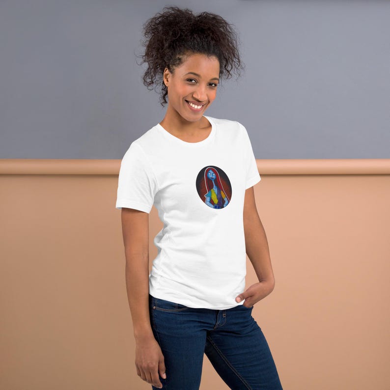 White Hand Drawn Nightmare Before Christmas Sally Shock Portrait Pop Felix Designer Unisex Pop Felix Designer Tee T-shirt