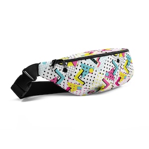 Retro 80&#39;s Eighties Style Party Pattern Pop Felix Unisex Designer Fanny Pack Waist Bag - Two Sizes