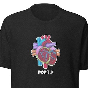 Anatomical Human Heart Drawing Unisex Pop Felix T-Shirt - Four Colors