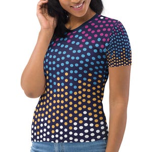 Retro Disco Style Multicolored Polka-Dot Women&#39;s Pop Felix Women&#39;s Tee T-shirt