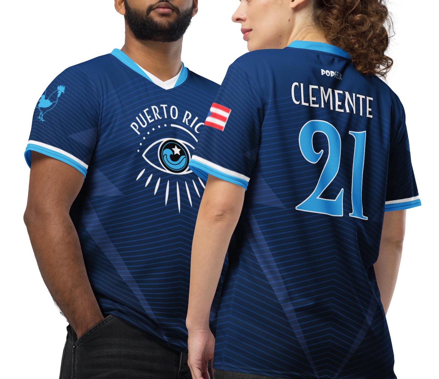 Blue Team Puerto Rico Roberto Clemente #21 PR Flag Recycled Unisex Pop Felix Designer Sports Jersey Shirt