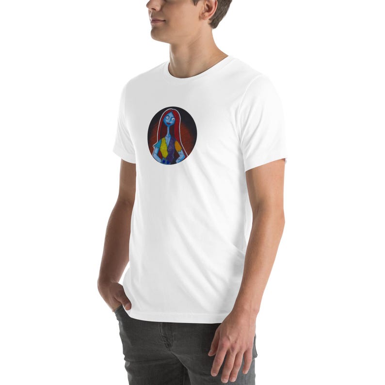 White Hand Drawn Nightmare Before Christmas Sally Shock Portrait Pop Felix Designer Unisex Pop Felix Designer Tee T-shirt