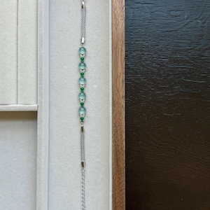 Classic Icy Blue and Green Guatemalan Jade Bracelet | Natural Jadeite| Adjustable Sterling Silver Chain | Symbolize Calm & Energy Healing