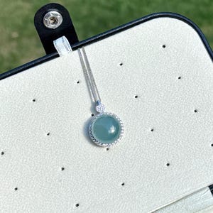 Icy Blue Guatemalan Jadeite Pendant: Sterling Silver Necklace