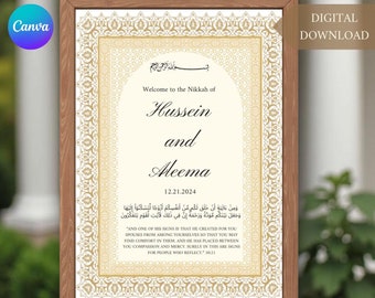 Elegant Nikkah Welcome Sign: Gold Islamic Design (Digital Download)