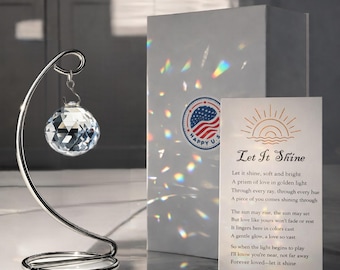 Memorial Crystal Suncatcher with Stand, Rainbow Maker, Sympathy Remembrance Gift