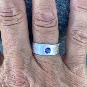 Iolite Sterling Silver Wide Band Ring