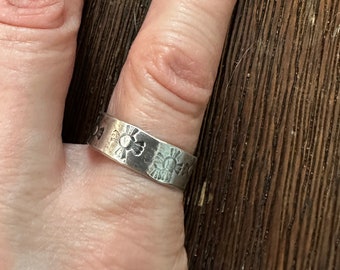 Sterling Silver Hand Stamped Southwestern Sun Ring