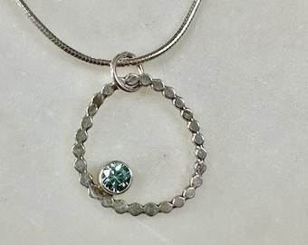 Aquamarine and Sterling Silver Pendant Necklace