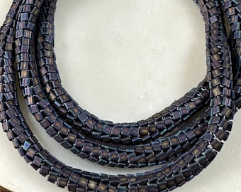 Herringbone Stitch Necklace Triangle Glass Beads