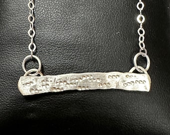 Textured Sterling Silver Bar Necklace