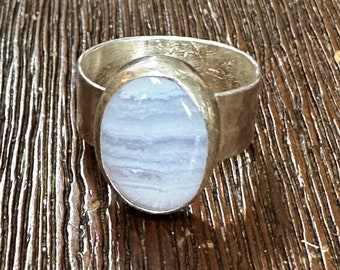 Blue Lace Agate and Sterling Silver Ring