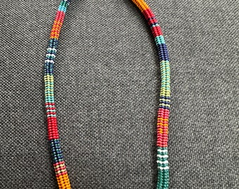 Colorful Herribone Stitch Seed Bead Necklace