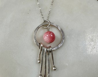 Rhodochrosite and Sterling Silver Necklace