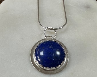 Blue Lapis Pendant with Sterling Silver Chain