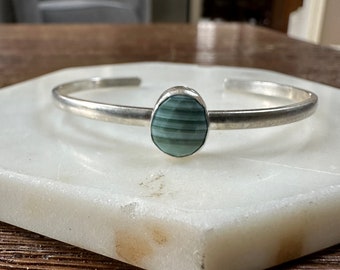 Lining Opal and Sterling Silver Cuff Bracelet