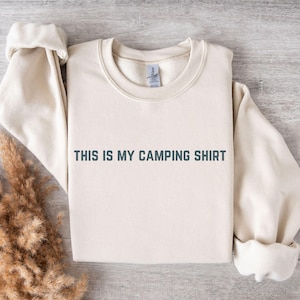 Camping Sweatshirt with Mountain Lake Landscape, Unisex Crewneck Pullover, Outdoor Adventure Apparel, Camping Shirt, Mountain Lover Gift