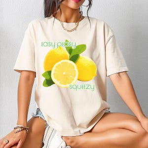 Lemon T-Shirt, Easy Peasy Lemon Squeezy Tee, Citrus Fruit Shirt, Unisex Graphic Top, Summer Vibes Clothing, Fruit Lover Gift
