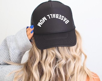 Upside down baseball mom hat embroidered baseball mom gift trucker hat upside down hat rally hat baseball mom gameday hat game day hat