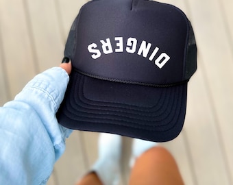 Dingers Upside down baseball hat embroidered baseball mom trucker hat rally hat baseball mom gift upside down hat gameday hat Dingers hat