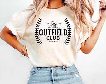 Outfield AntiSocial Club Baseball T-shirt baseball mom shirt outfield social club gameday shirt baseball girlfriend shirt funny baseball tee