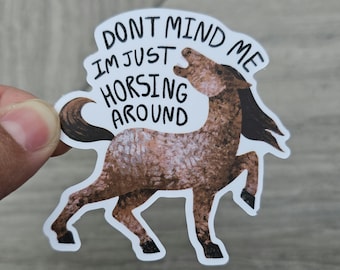 Funny Horse Vinyl Sticker, "Horsing Around" Pun