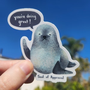 Sticker motivant Sceau d'approbation Bon travail Sticker mignon pour bouteille d'eau Sticker pour ordinateur portable Kindle. Cadeau fête des pères
