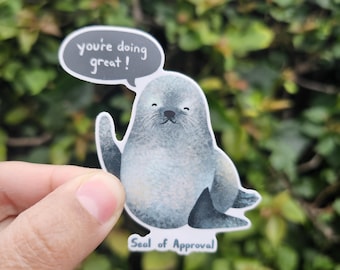 Motivational Sticker Seal of Approval Good Job Cute Sticker for Water Bottle Laptop kindle sticker affirmation sticker. teacher gift