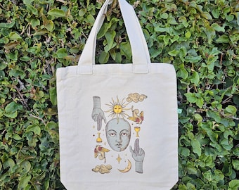 Limited Edition. Vintage Inspired Occult Alchemical Symbols Reusable Eco Bag, Recycled Tote Bag Mystical Symbol Market Bag Sustainable Gift