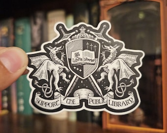Adesivo de vinil "Apoie a Biblioteca Pública" – Adesivo para amantes de livros e bibliotecários