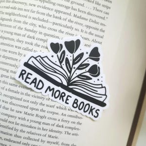 Read More Books Vinyl Sticker – Bookish gift flower and book sticker plants and books sticker booklover gift idea kindle Stanley sticker
