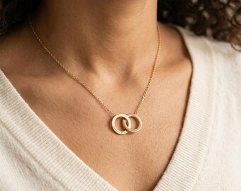 Personalized Russian Ring Necklace, 18K Gold, Engraved Family Keepsake