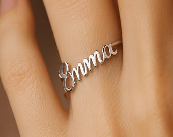 Custom Name Adjustable Ring • Letter Initial Ring • Personalized Jewelry Gift for Her