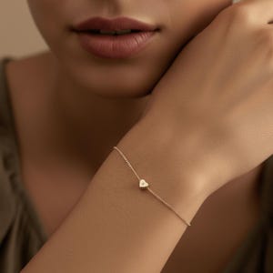 Dainty Initial Heart Bracelet | Gold, Stainless Steel Personalized Jewelry