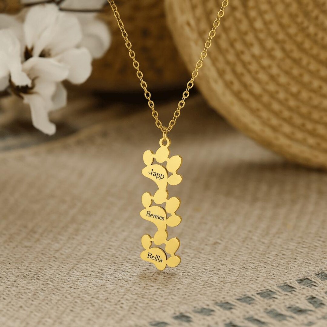Personalized Paw Print Necklace • Custom Name Pet Memorial Jewelry ...