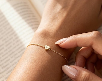 Personalized Heart Bracelet | Custom Initial Charm, Waterproof Steel
