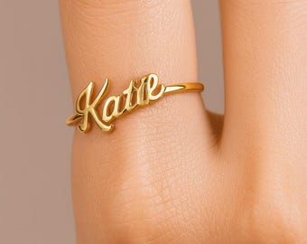 Custom Name Adjustable Ring • Letter Initial Ring • Personalized Jewelry Gift for Her
