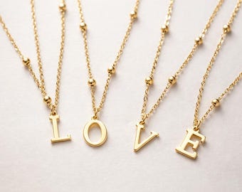 18K Gold Plated Initial Necklace, Personalized Letter Pendant, Keepsake Gift