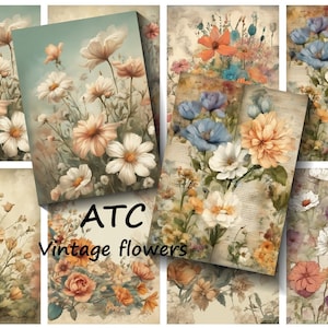 ATC Vintage Flowers Printable Digital Download 2.5 X 3.5 Inches, Junk ...