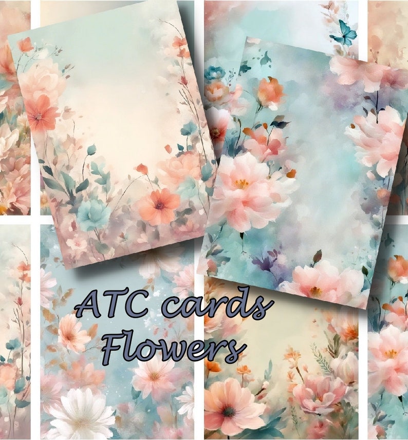 ATC Flowers Floral Printable Digital Download 2.5 X 3.5 Inches, Junk ...