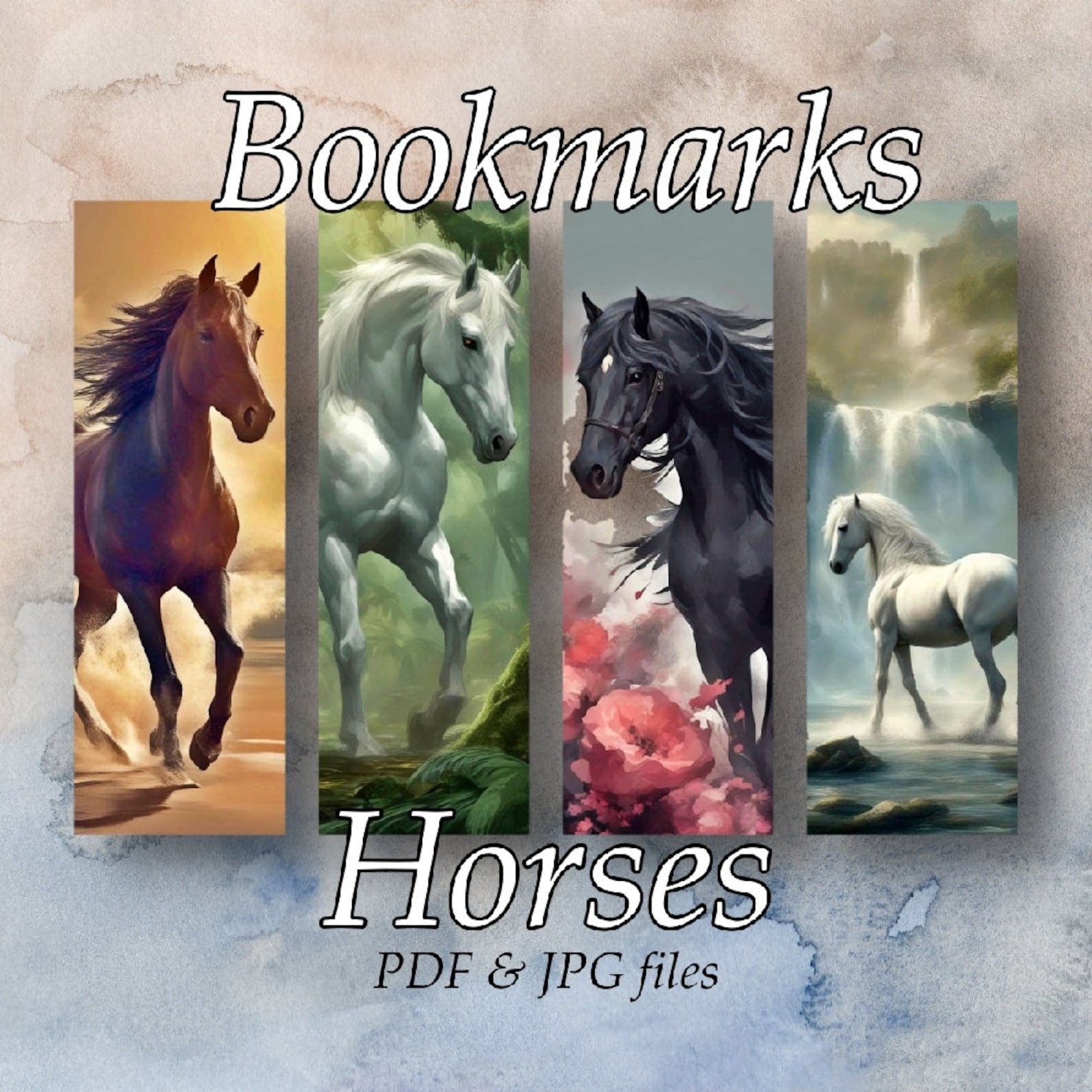 Bookmarks, Horses Bookmarks, Horse, Printable Digital Download, Set of ...
