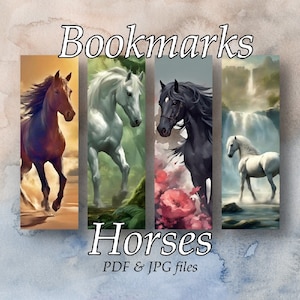 Bookmarks, Horses bookmarks, Horse, Printable Digital Download, Set of 4, Bookmarks 9