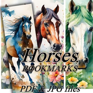 Bookmarks, Horses bookmarks, Horse, Printable Digital Download, Set of 5, Bookmarks 50