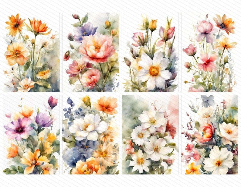 ATC Flowers Printable Digital Download 2.5x3.5 Inches, Floral ATC ...
