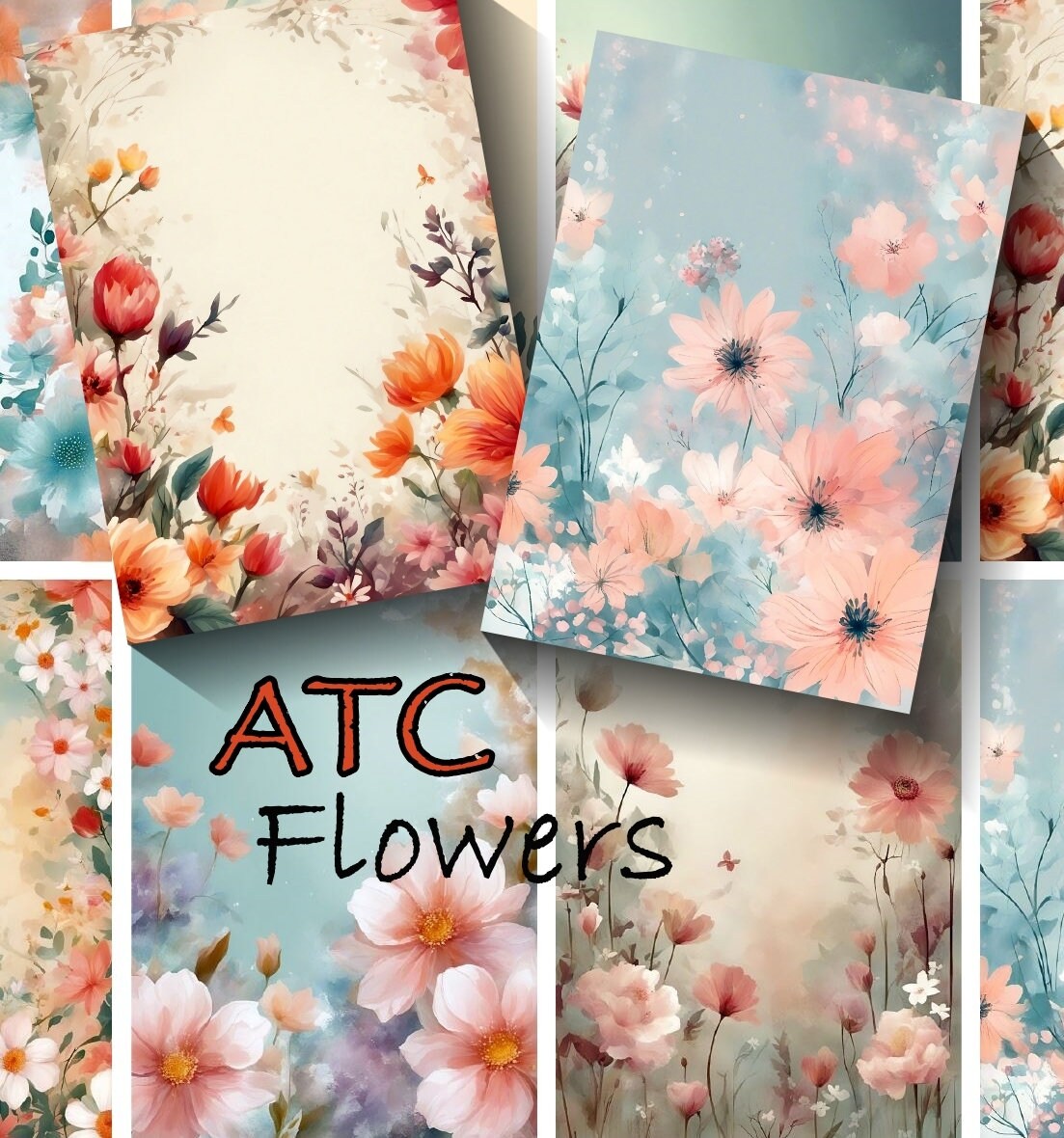 ATC Flowers Floral Printable Digital Download 2.5 X 3.5 Inches, Junk ...